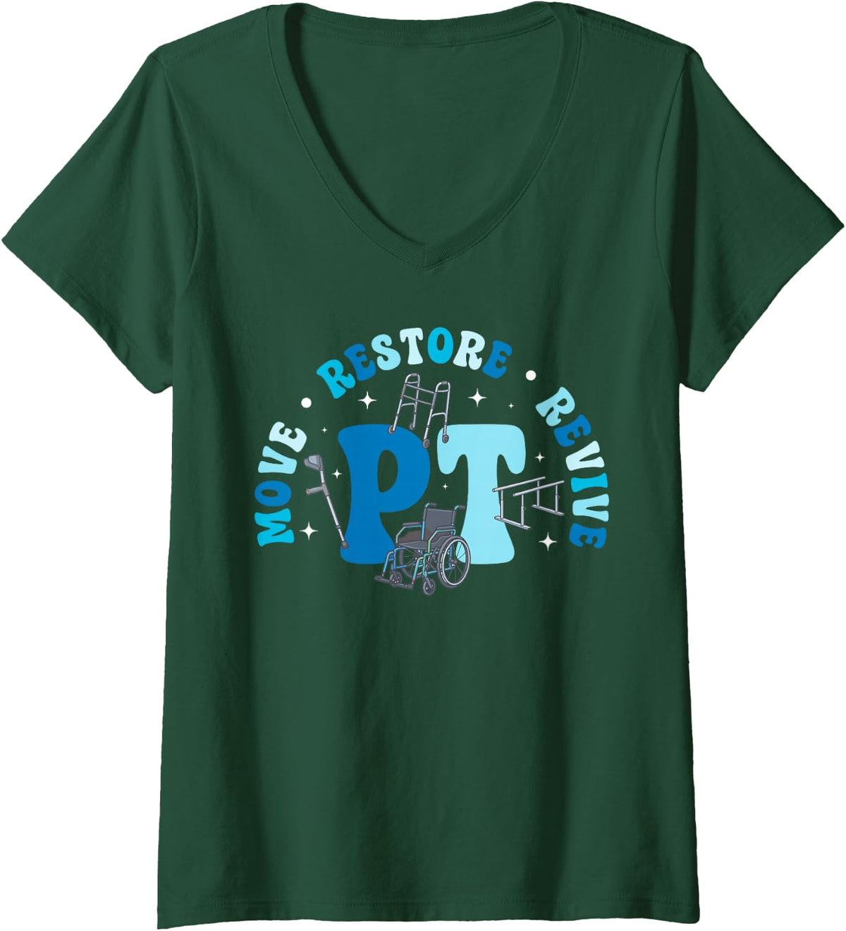 Women's PT Groovy Physical Therapy Therapist Physical Therapist V-Neck T-Shirt - Dark Green