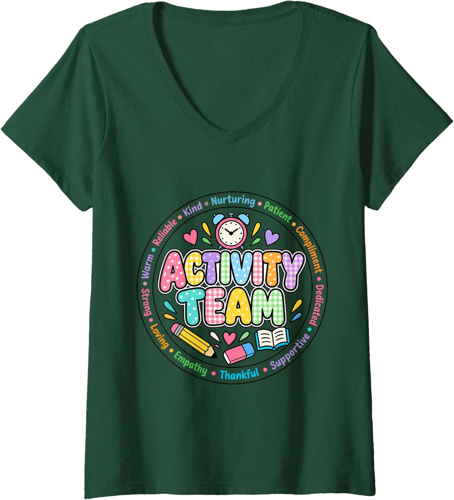 Women's Activity Director Activity Professionals Week Healthcare V-Neck T-Shirt - Dark Green