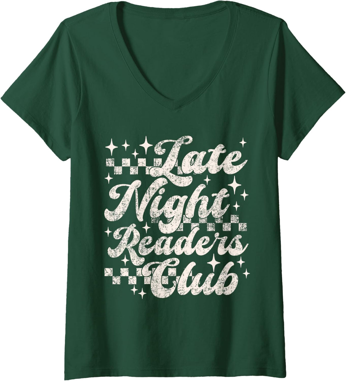 Women's Late Night Readers Club, Bookish, Book Reader, Reading Book V-Neck T-Shirt - Dark Green