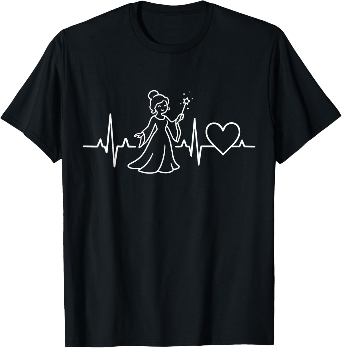 Fairy Godmother Heartbeat EKG T-Shirt - Black