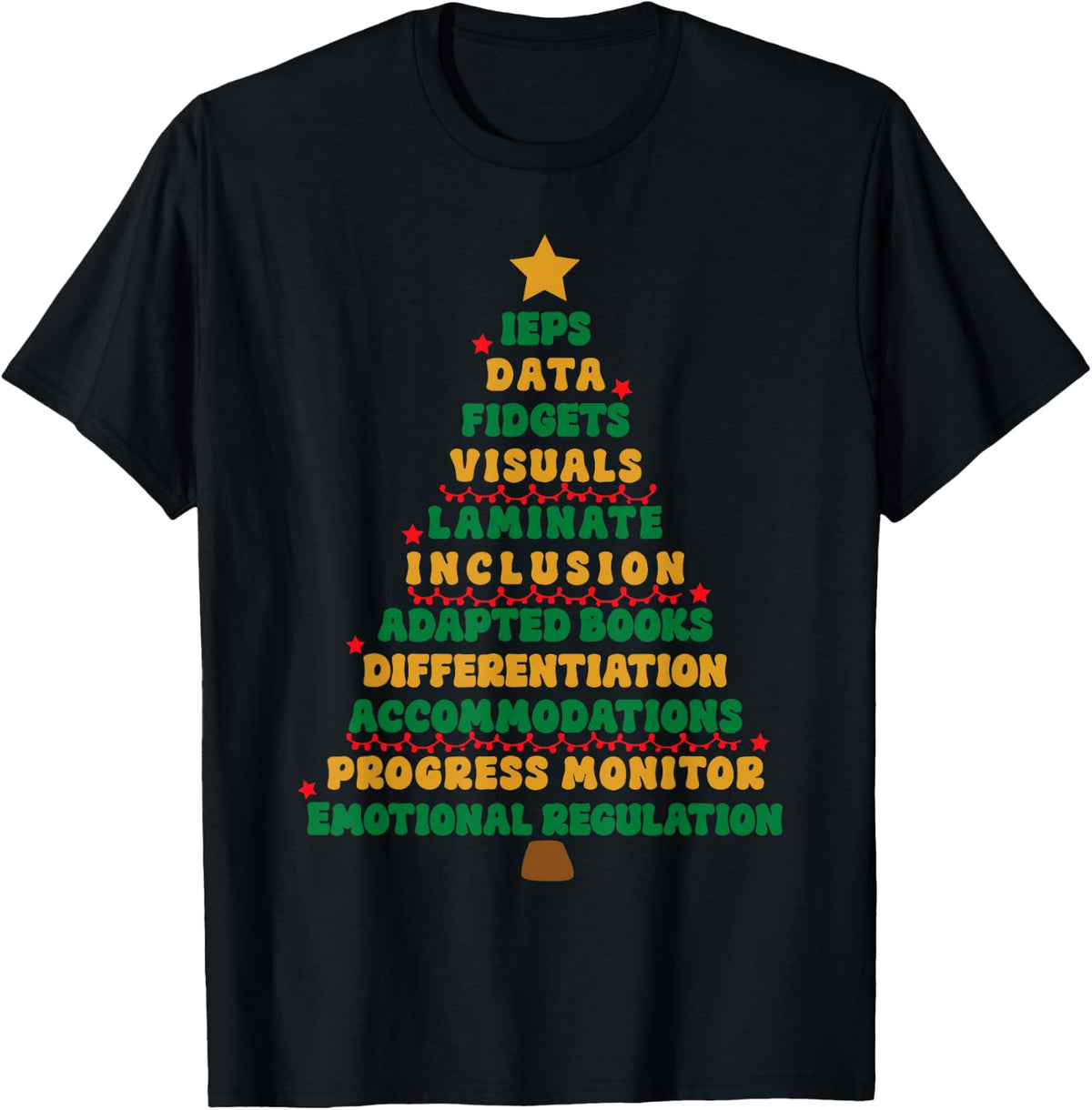IEPS Teacher Christmas Tree Special Education SPED Teacher T-Shirt - Black