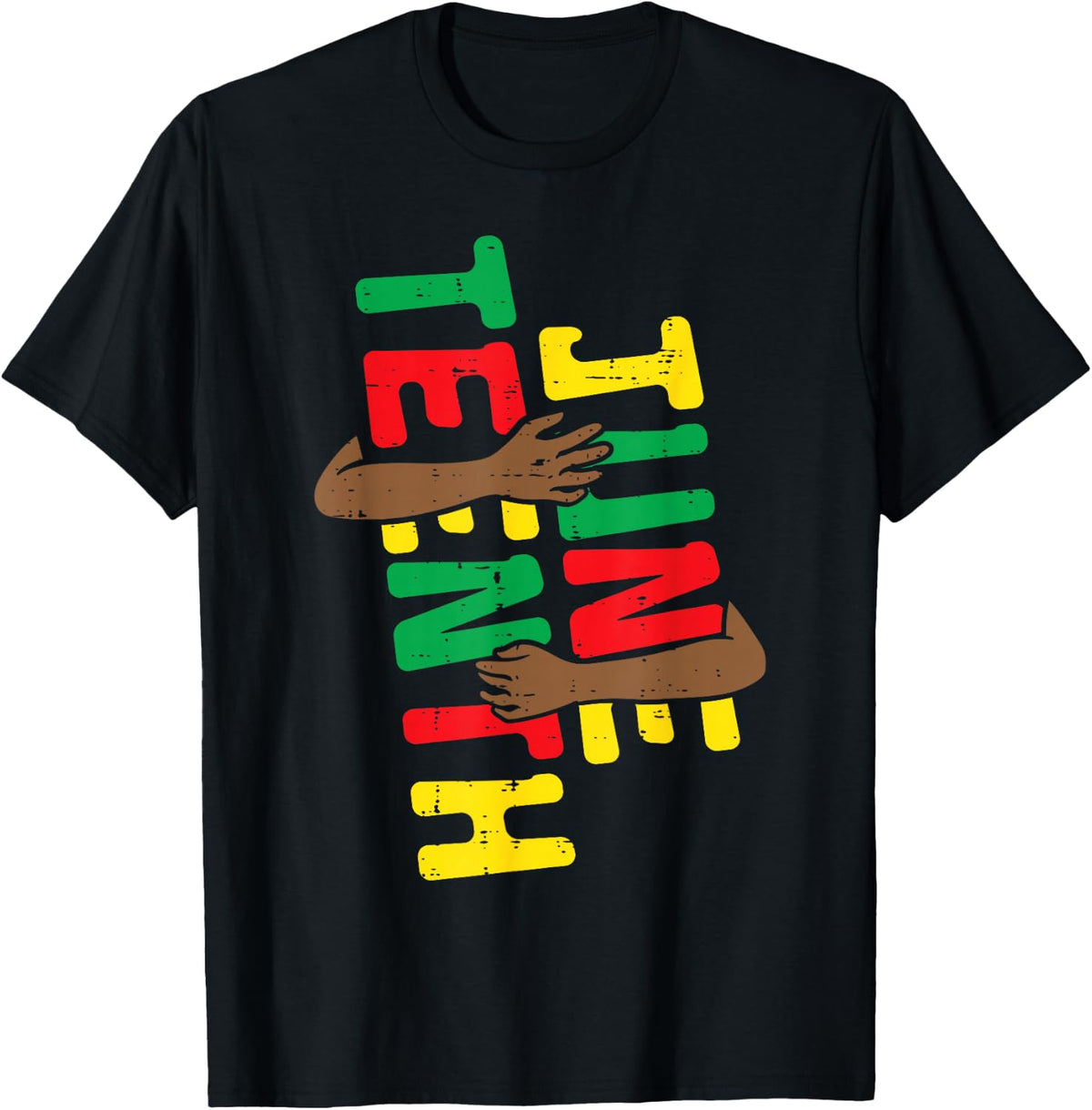 June Teenth Hug Arm Juneteenth June 19th 1865 Men Women Kids T-Shirt - Black