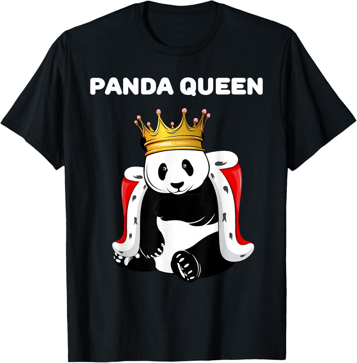 Panda Queen | Womens Panda Designs | Girls Panda T-Shirt - Black