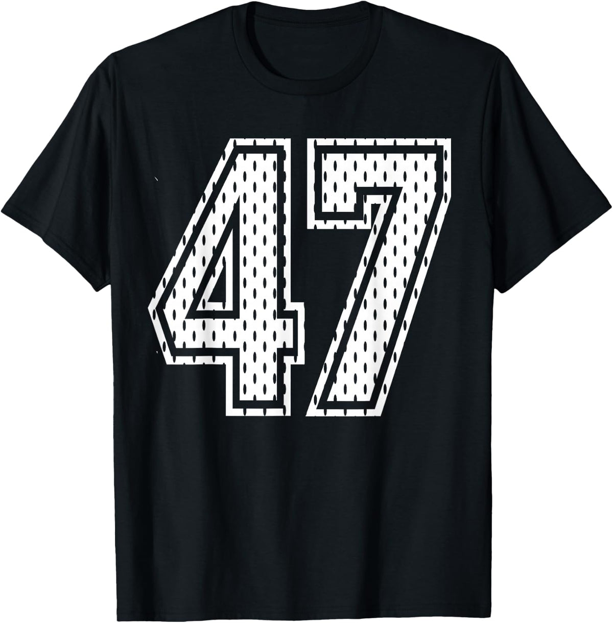 White Number 47 Sports Fan #47 Jersey Shirt Team Player T-Shirt - Black
