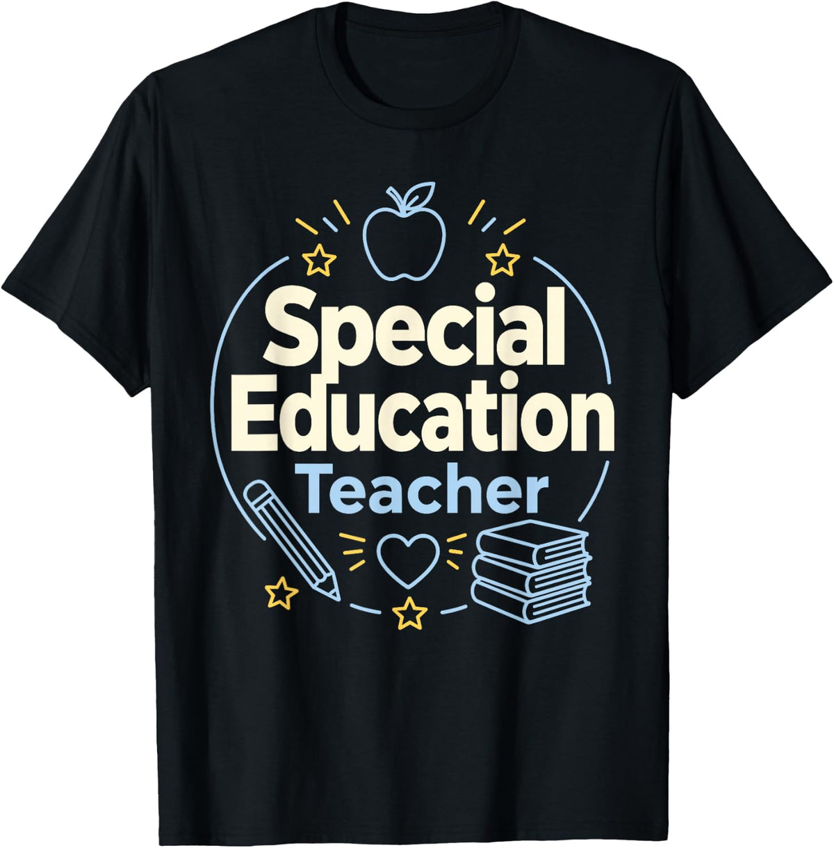 Special Education Teacher School Apple T-Shirt - Black
