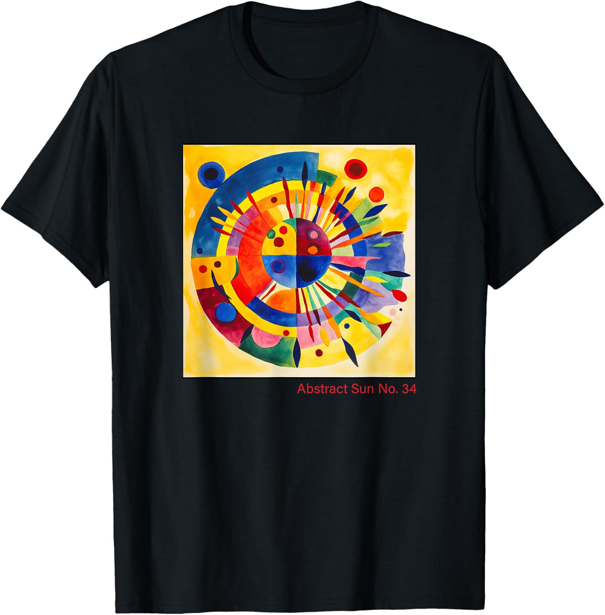 Abstract Sun No. 34 - Color Circle Abstract Modern Art T-Shirt - Black