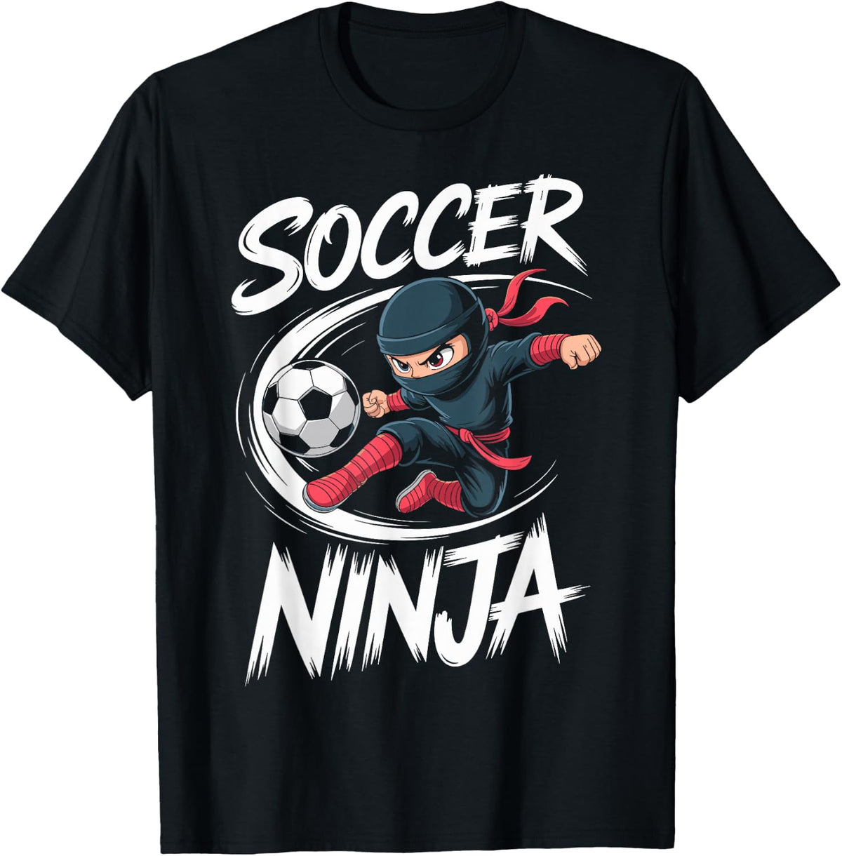 Funny Soccer Ninja Tee Soccer Player Boy Kids Football Fan T-Shirt - Black