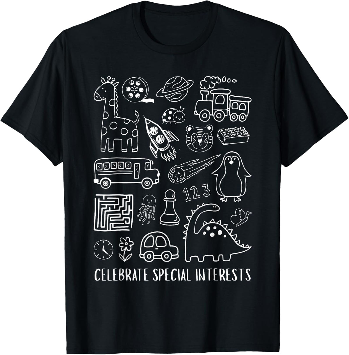 Celebrate Special Interests Autism Educator SPED Teacher T-Shirt - Black