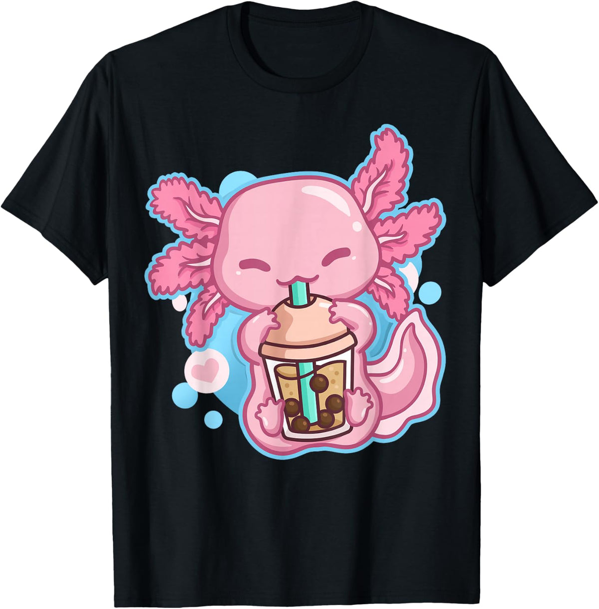 Boba Tea Bubble Tea Milk Tea Anime Axolotl T-Shirt Small - Black