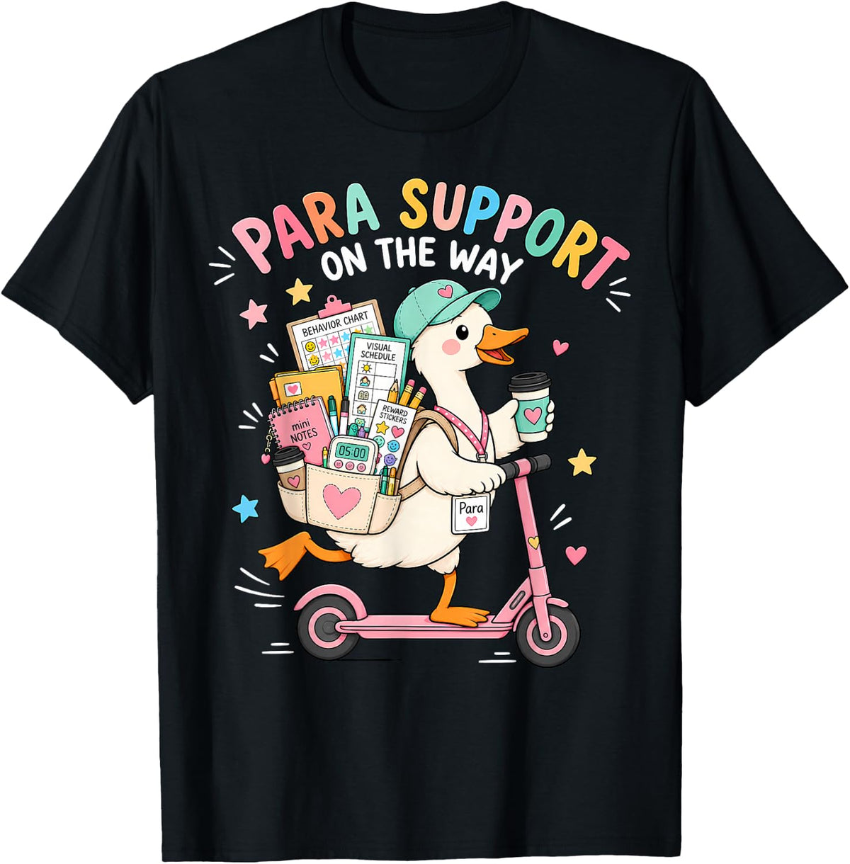 para Support On The Way Funny Paraprofessional School Staff T-Shirt - Black