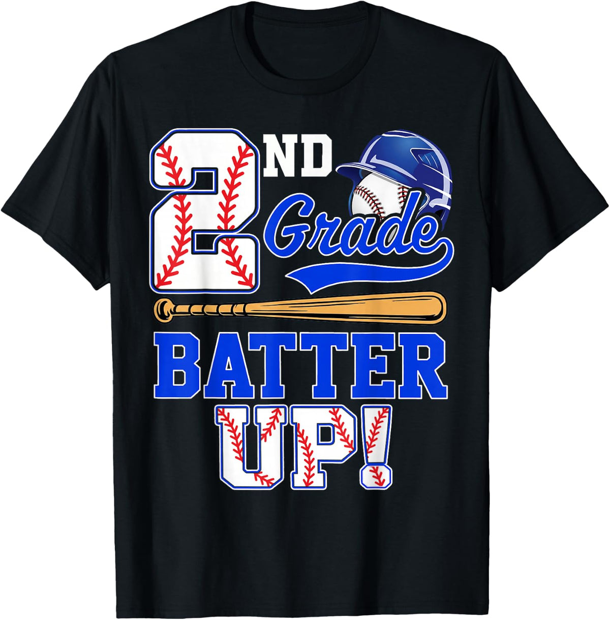 2nd Grade Batter Up Baseball First Day of School Boys T-Shirt - Black