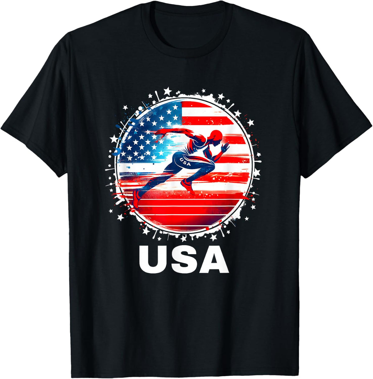 Track and Field USA Shirts Men Women Kids Teens Youth Track T-Shirt - Black