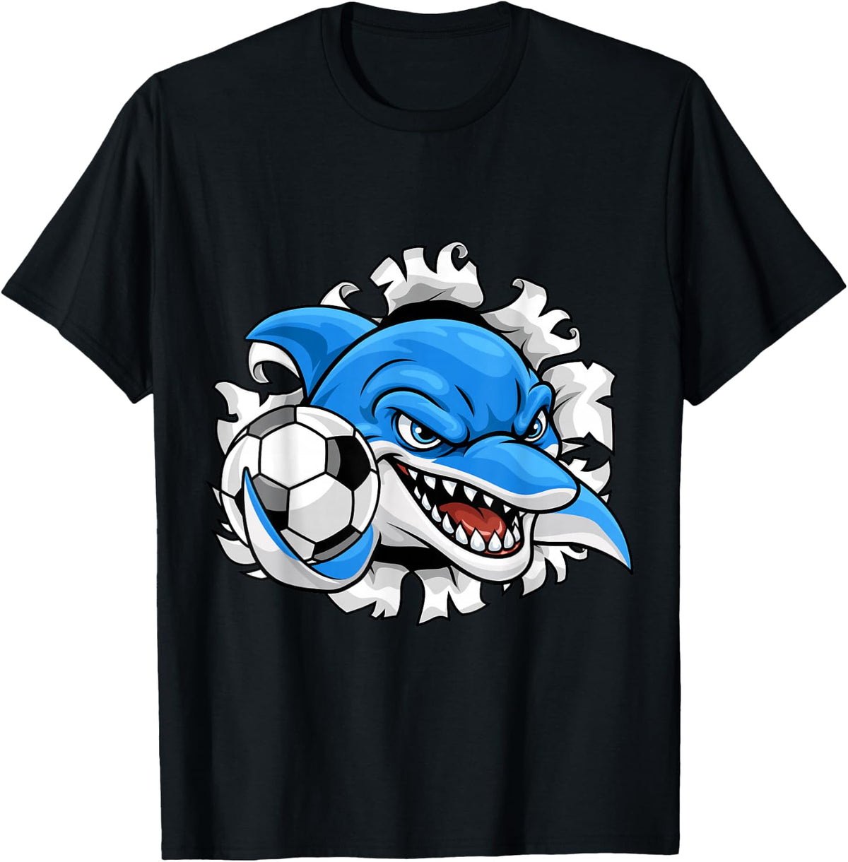 Dolphin Soccer Mascot Team Player Coach Gift T-Shirt - Black