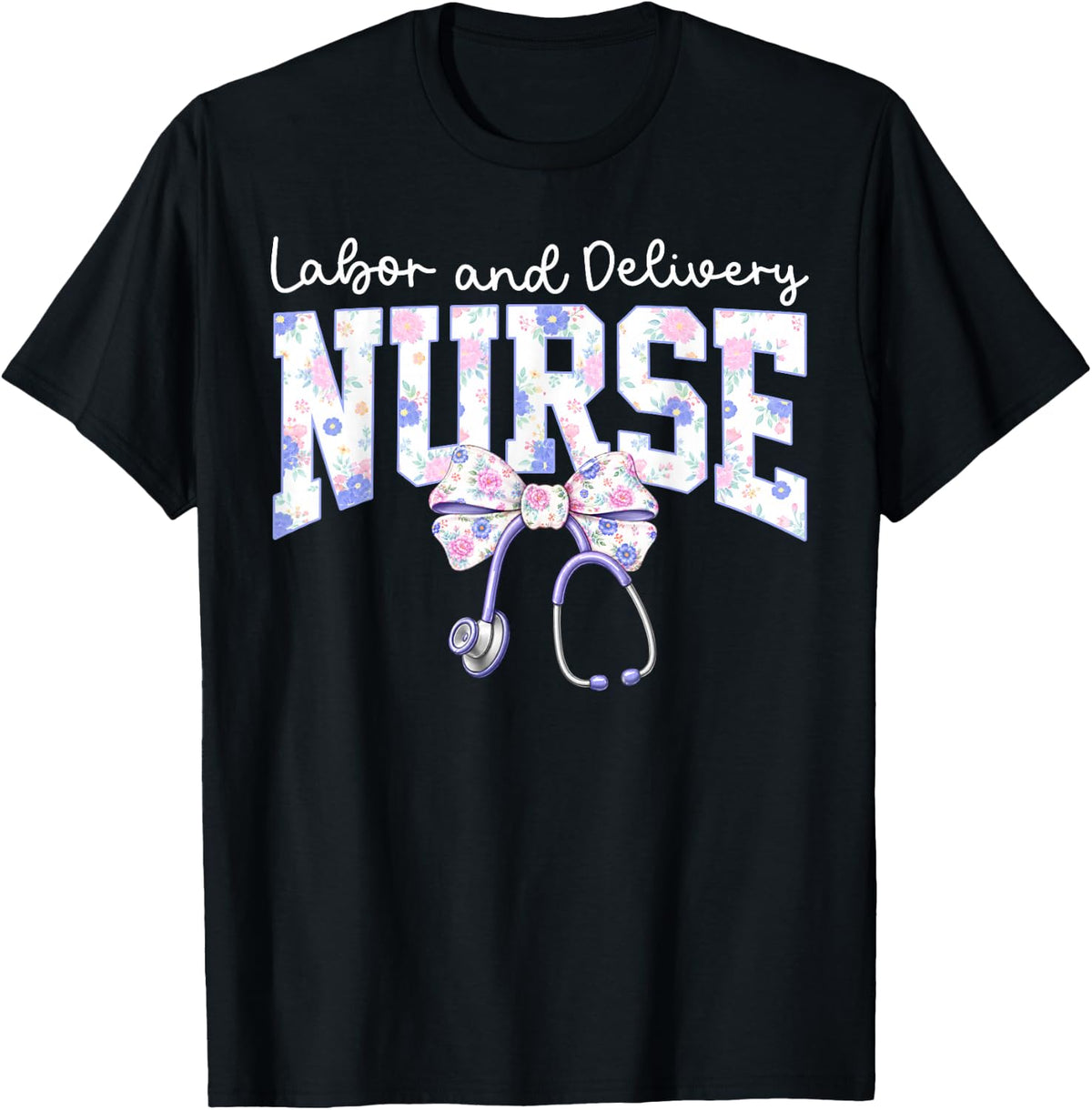 Labor and Delivery Nurse Coquette Bow NICU Baby Nursing T-Shirt - Black
