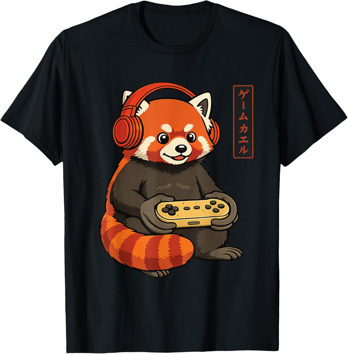 Funny Japanese Gaming Red Panda Gamer Cute Video Games Kids T-Shirt - Black