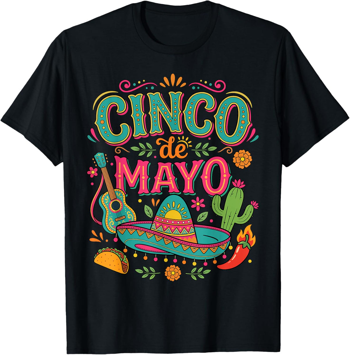 Funny 5 De Mayo Mexican Party Matching Cinco de Mayo Fiesta T-Shirt - Black