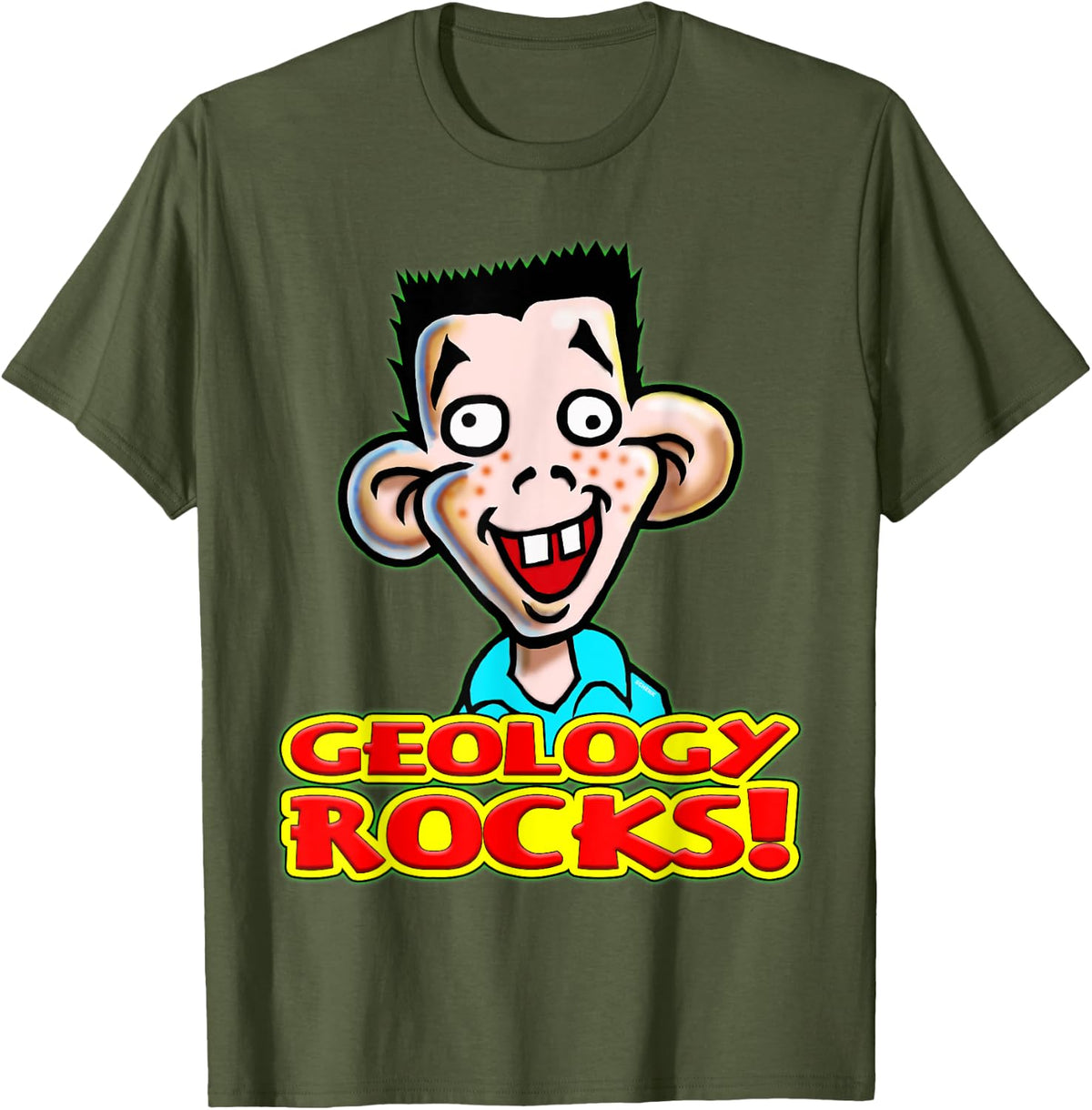 Young Student Dicky Dingus Says Geology Rocks Design Novelty T-Shirt - Olive Green