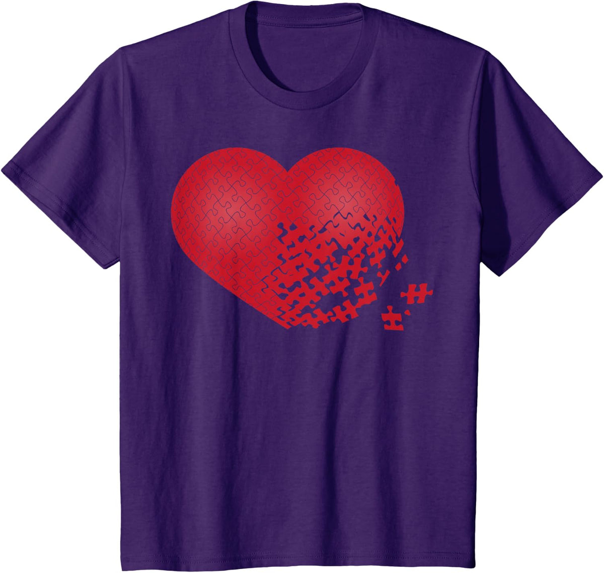 Heart Jigsaw Puzzle Shirt | Cute Puzzle Addicts Tee Gift T-Shirt - Purple