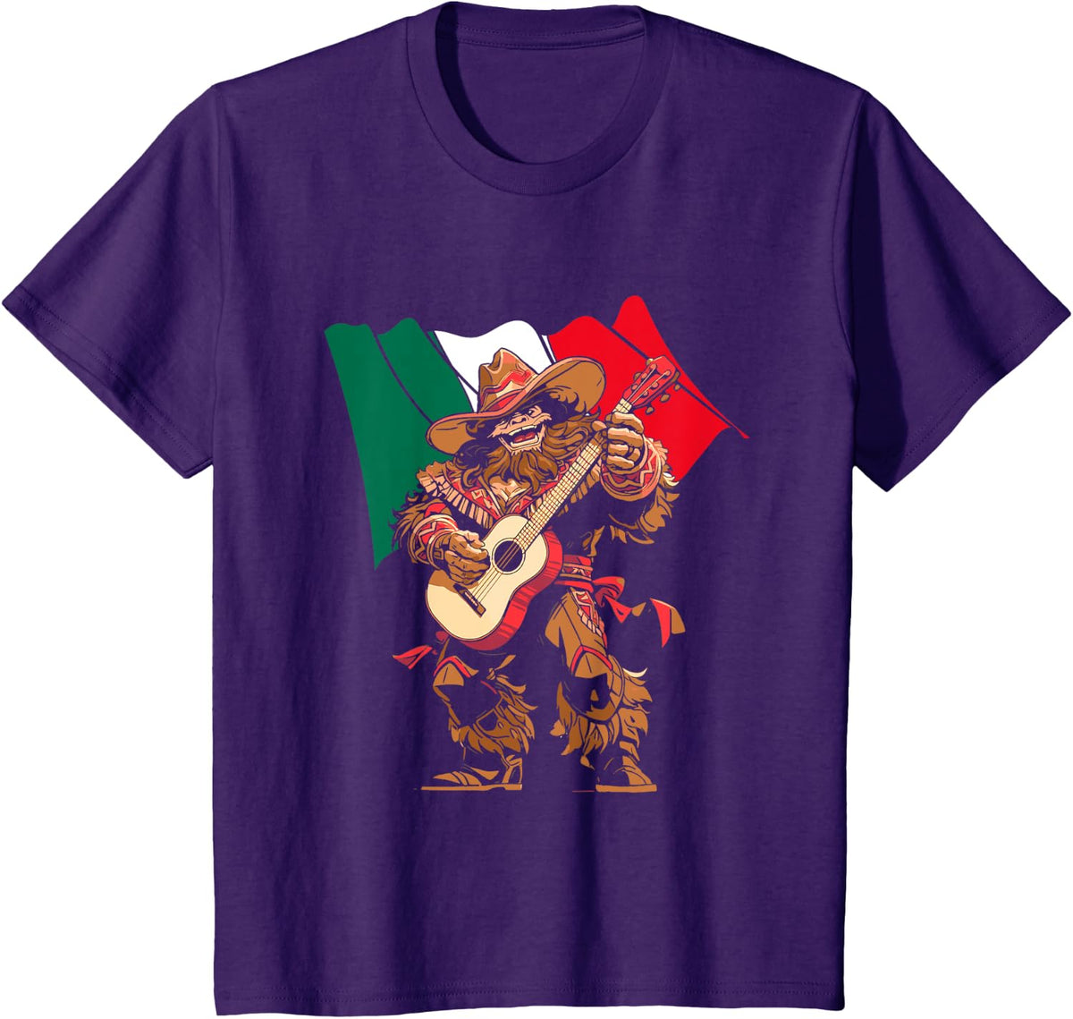 Mexican flag Bigfoot Mariachi Sasquatch Cinco De Mayo T-Shirt - Purple
