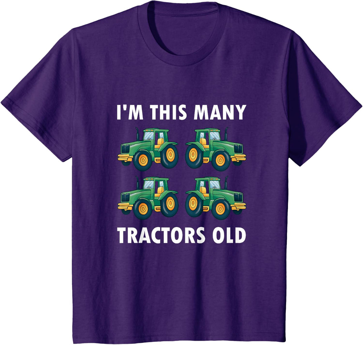 Kids 4th Birthday - I'm This Many Tractors Old - 4 Years Old Boy T-Shirt - Purple