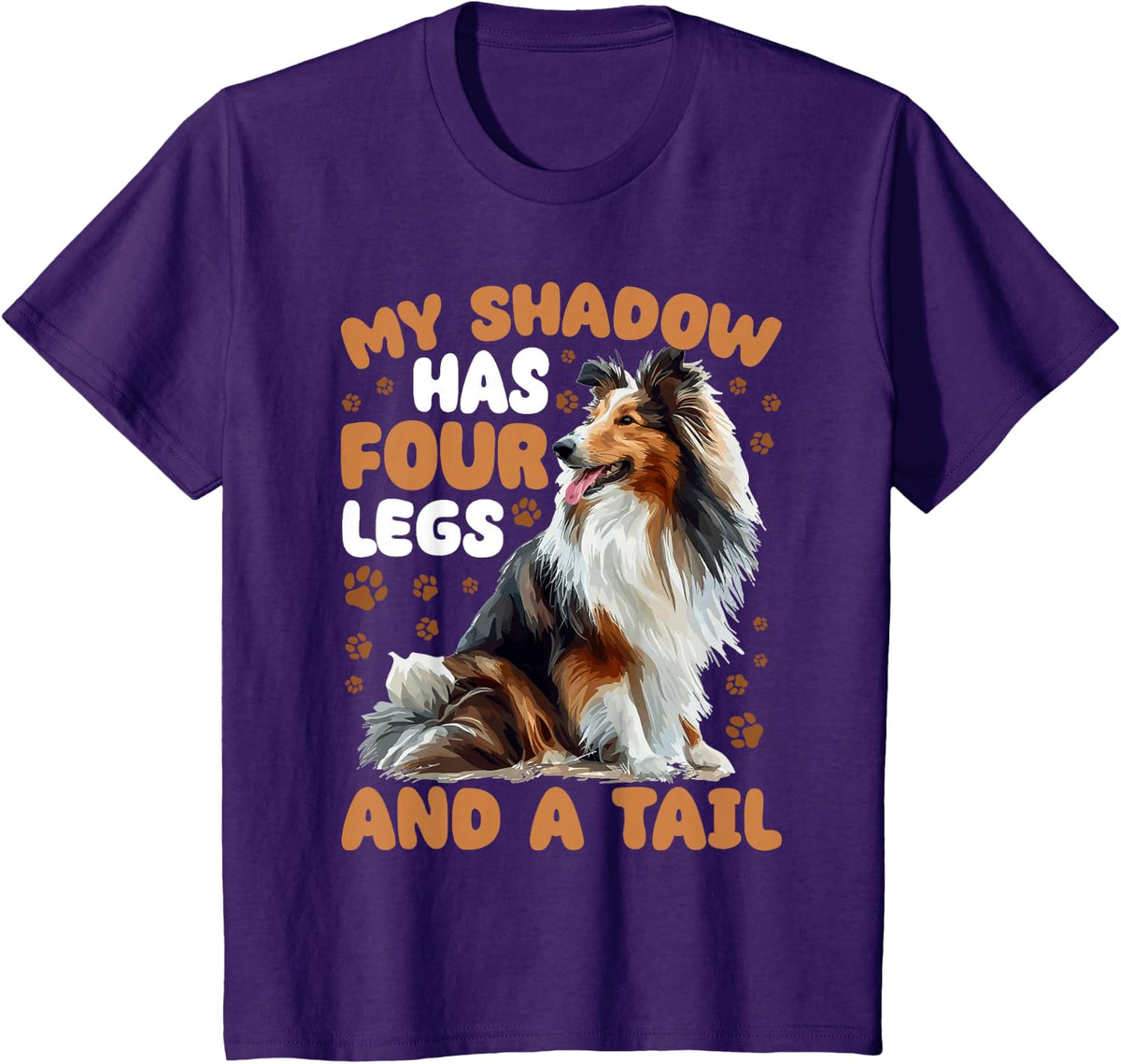Shetland Sheepdog Dog Tees My Shadow Has Four Legs T-Shirt Gift for Sheltie Lovers - Purple