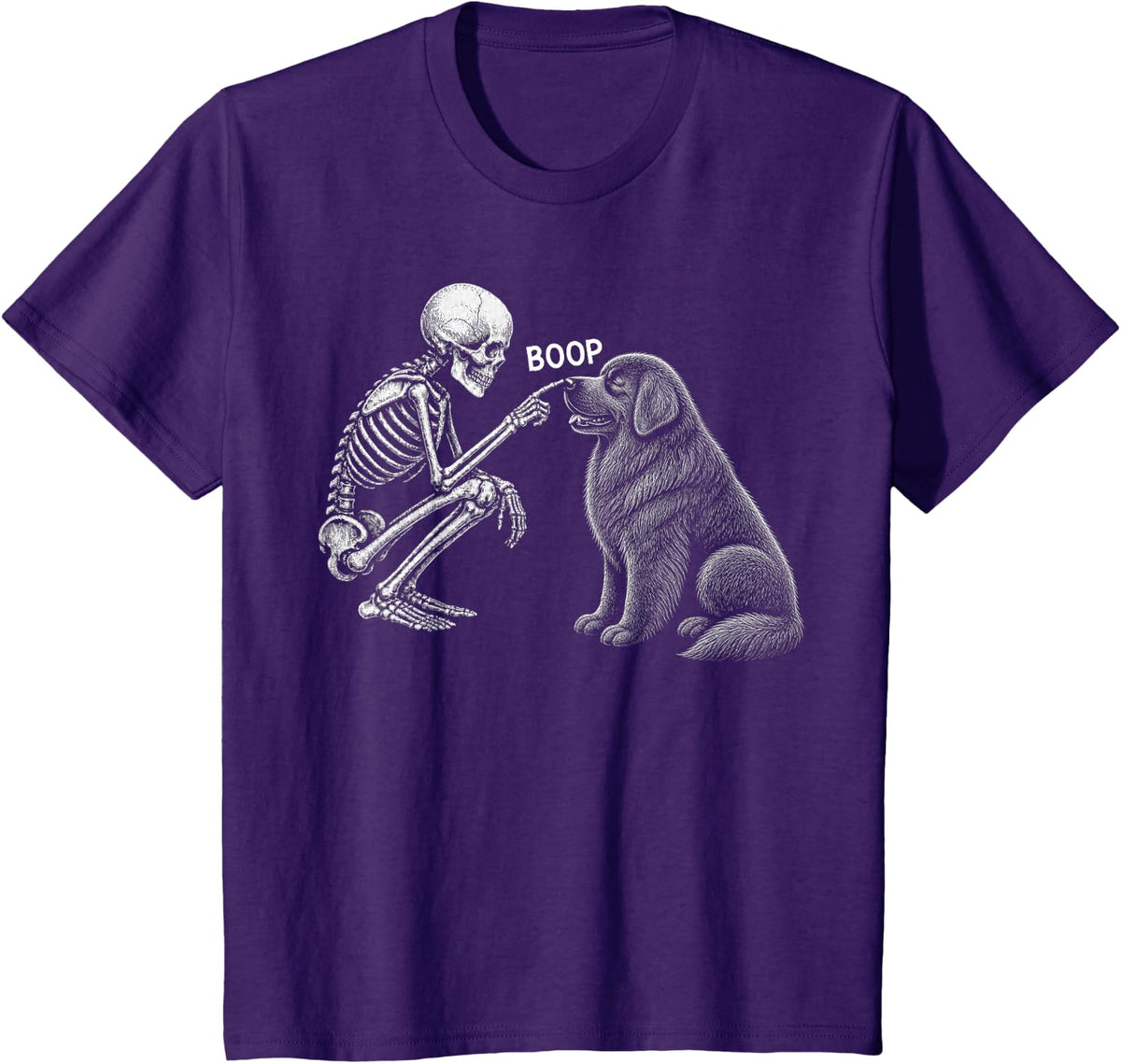 Skeleton Boop Newfoundland Dog Newfie Nose Vintage Halloween T-Shirt - Purple