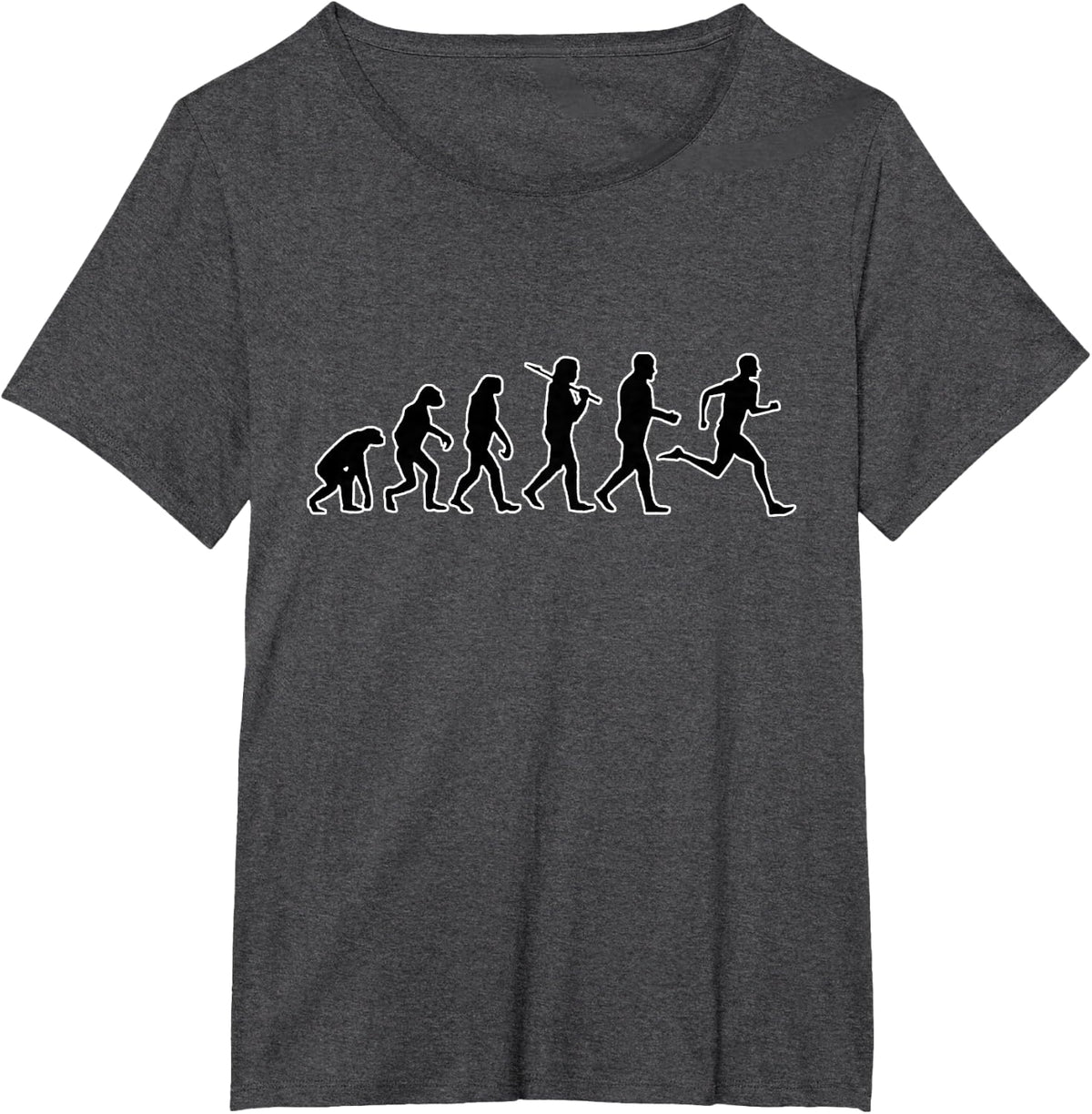 Funny Evolution Of Man - Track Running Runner's T-Shirt - Dark Heather Grey