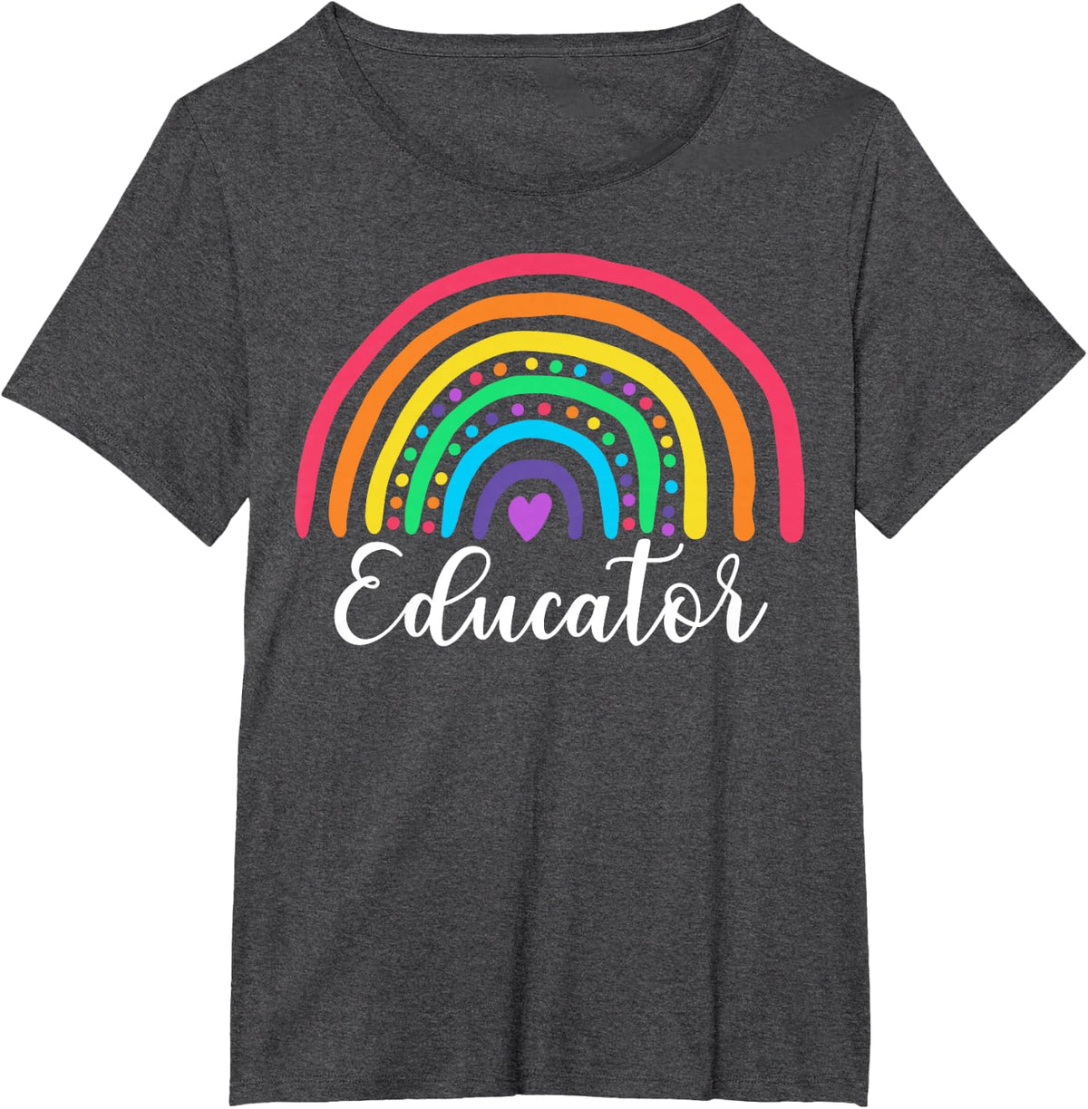 Gifts For Educator Rainbow Cute Educator T-Shirt - Dark Heather Grey