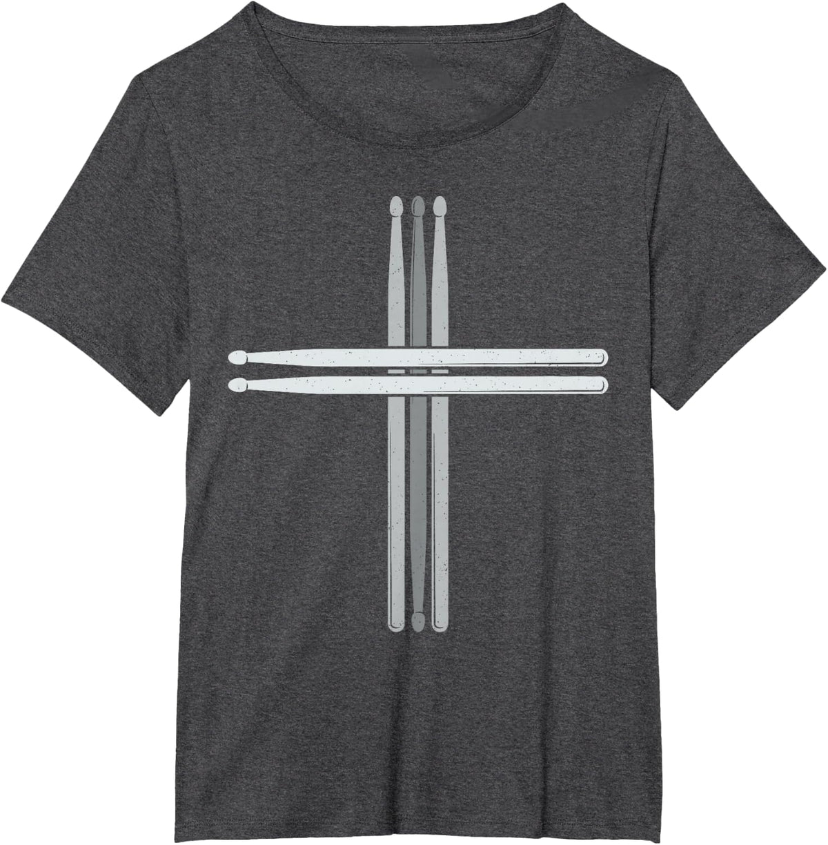 Drummer Drums Drumming Drumsticks Cross Christian Jesus Tee T-Shirt - Dark Heather Grey