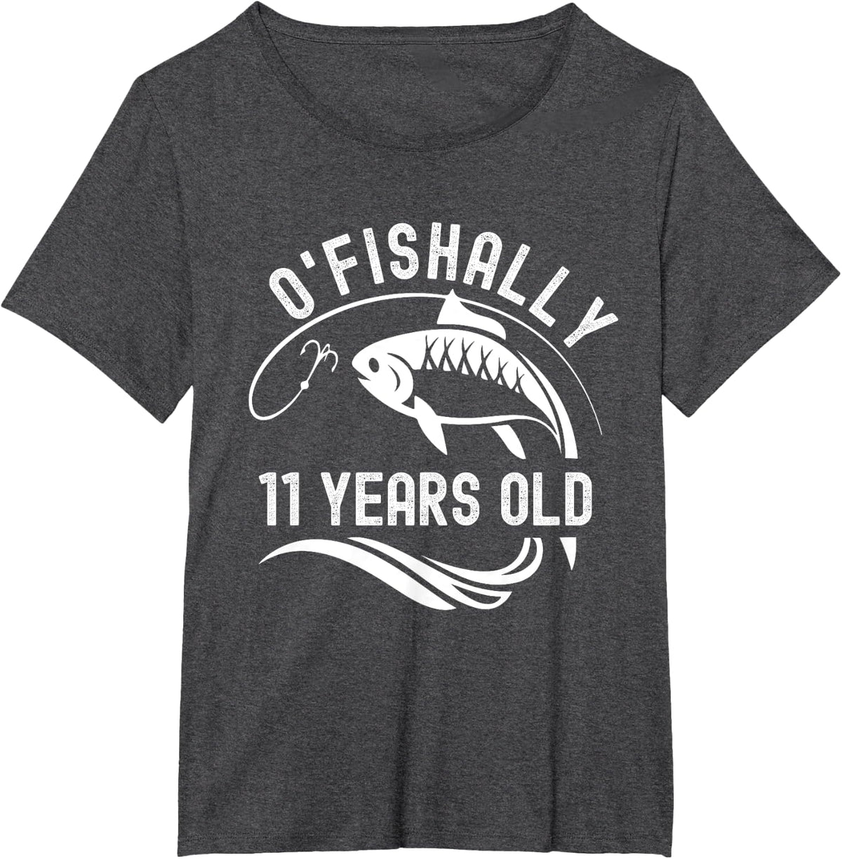 O'Fishally 11 years old Funny 11th Birthday Fishing Lover T-Shirt - Dark Heather Grey