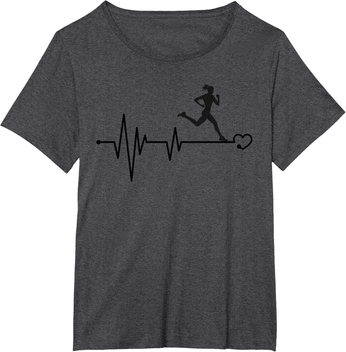 Funny Running & Jogging Heartbeat for Women T-Shirt - Dark Heather Grey
