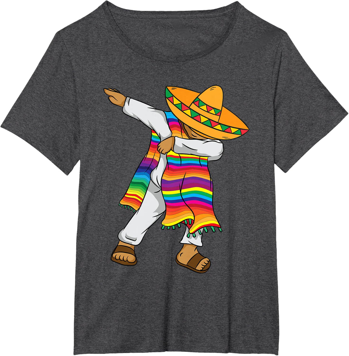 Dabbing Mexican Poncho Shirt | Cinco De Mayo Costume Tee T-Shirt - Dark Heather Grey