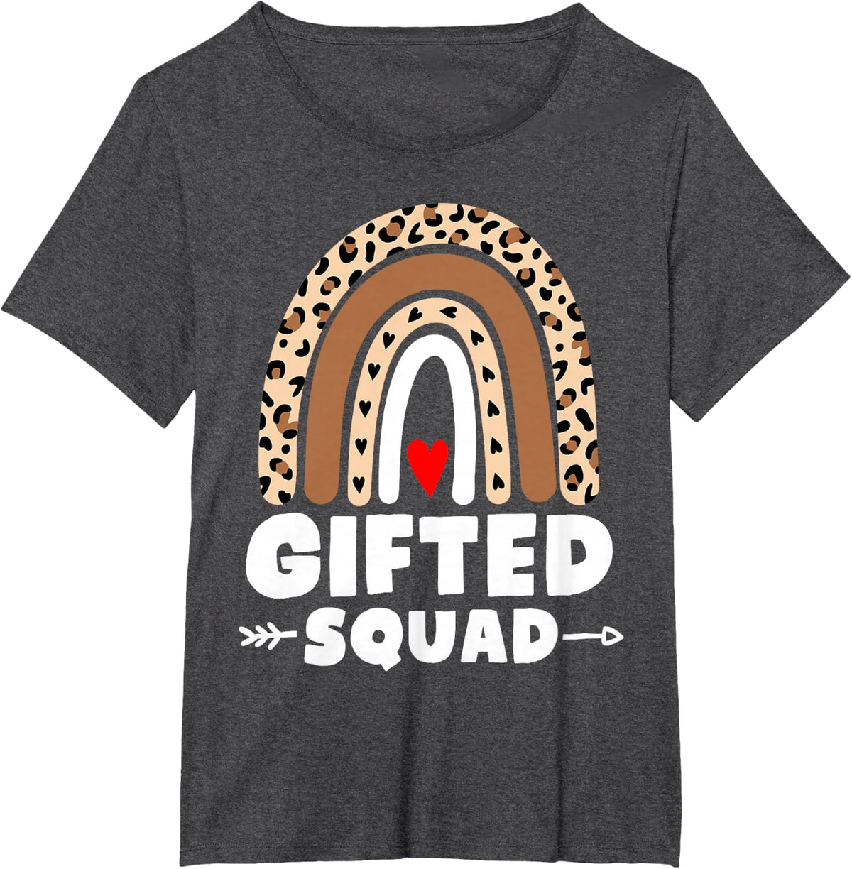 Matching Gifted Squad Teacher Education Team Leopard School T-Shirt - Dark Heather Grey