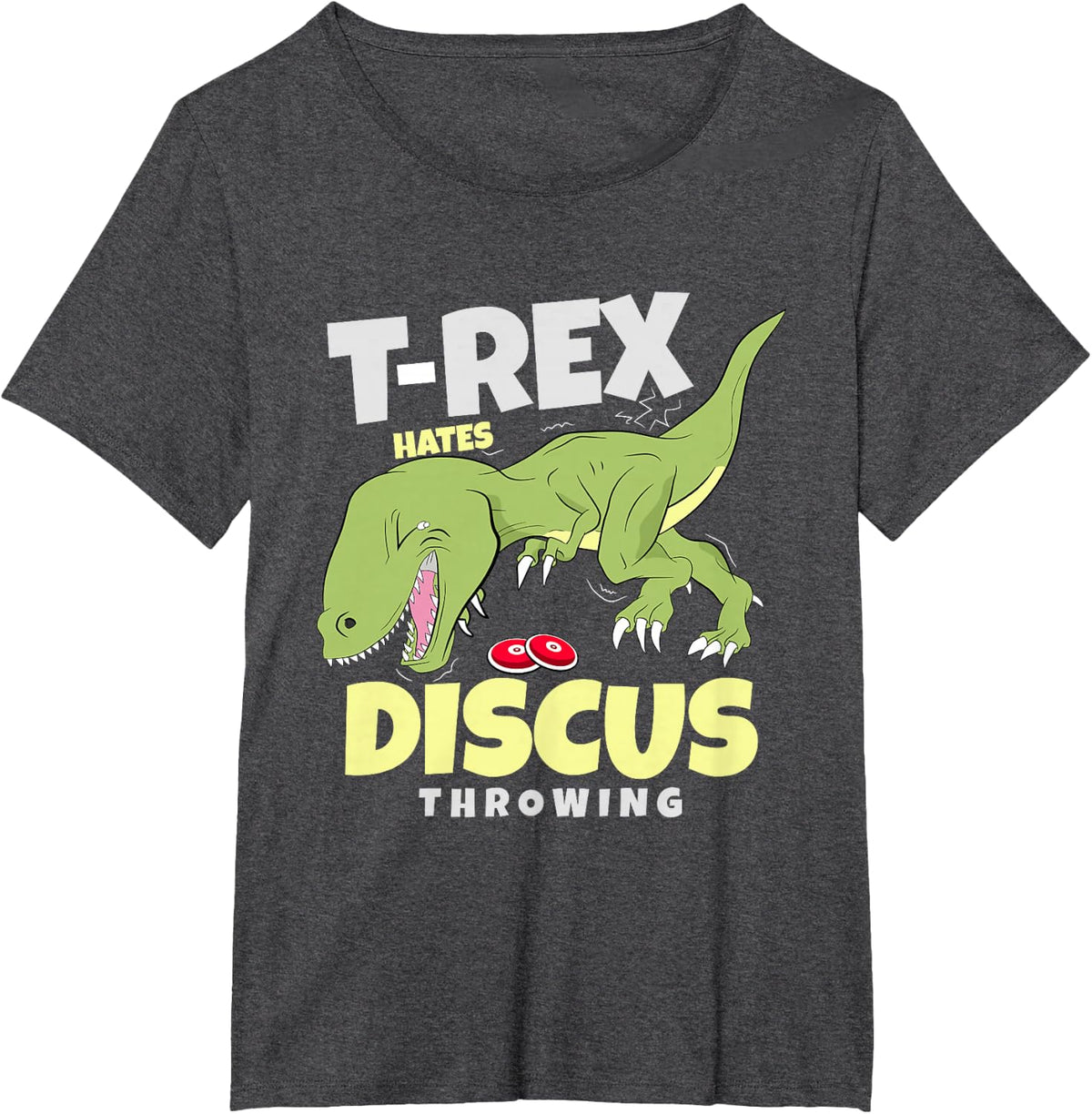 T-Rex Hates Discus Throwing Track And Field Thrower T-Shirt - Dark Heather Grey