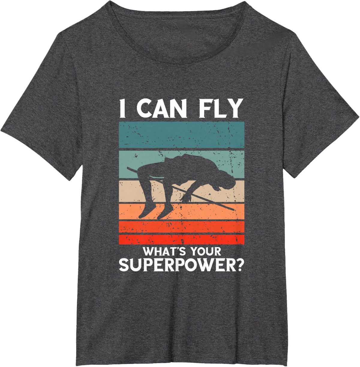 High Jump I Can Fly Retro Track And Field High Jumping T-Shirt - Dark Heather Grey