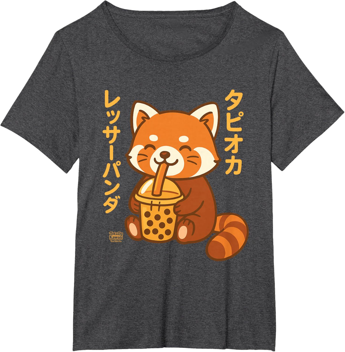Bubble Tea Red Panda Boba Kawaii Tapioka Anime Cute T-Shirt - Dark Heather Grey