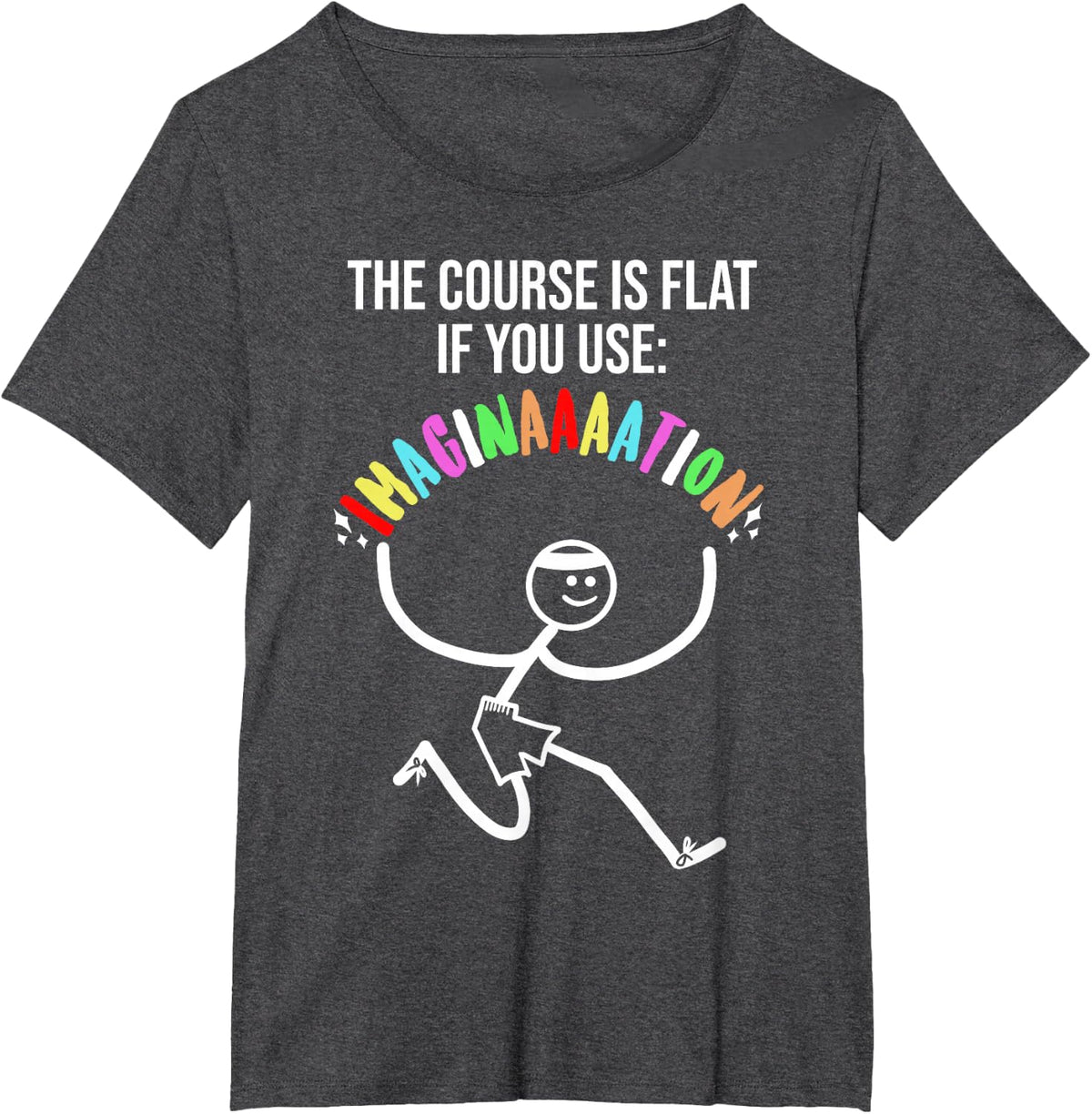 Cross Country Meme The Course is Flat Funny Stick Runner T-Shirt - Dark Heather Grey