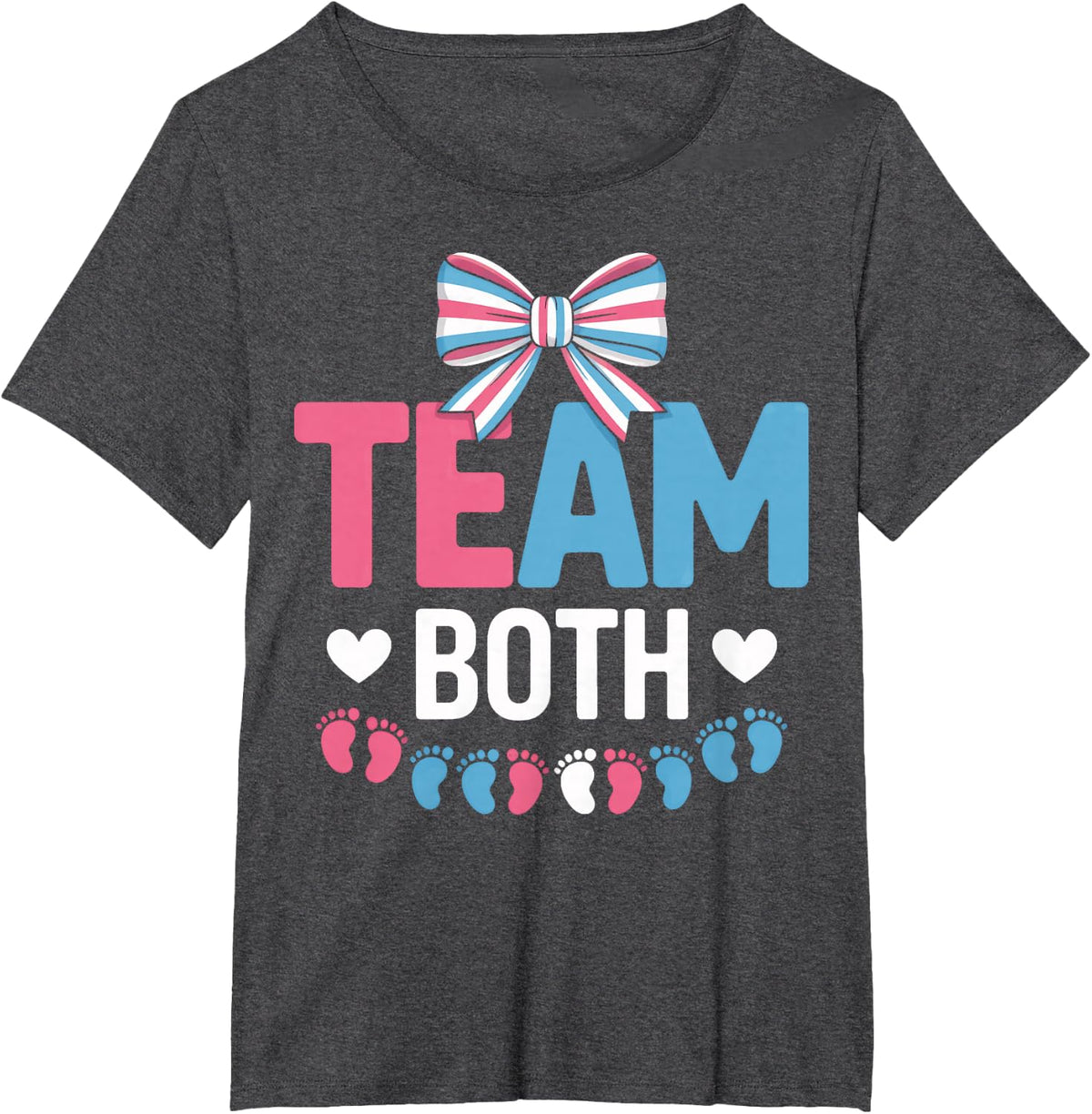 Team Both Gender Reveal Mom and Dad to Be T-Shirt - Dark Heather Grey