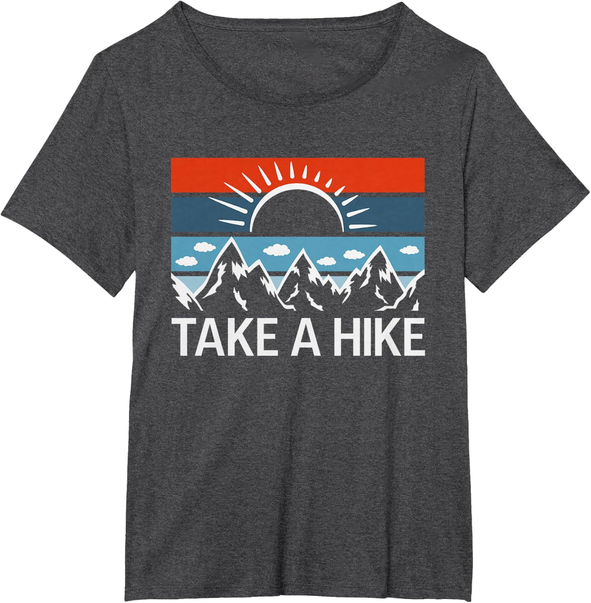 Take a Hike Vintage Mountain Sunset Retro Hiking T-Shirt - Dark Heather Grey