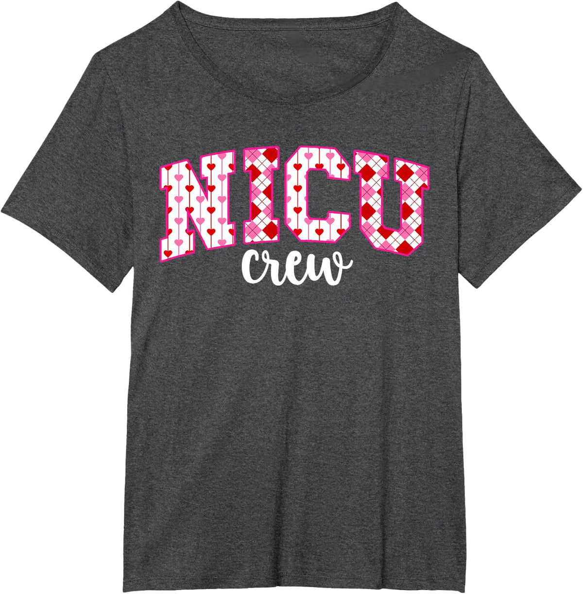 NICU Crew Valentine NICU Nurse Valentines Day NICU Nursing T-Shirt - Dark Heather Grey