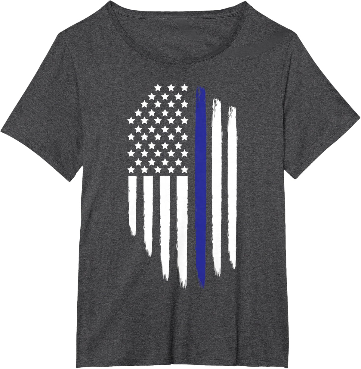 Inspiring Blue Thin Line Policeman American US Flag Police T-Shirt - Dark Heather Grey