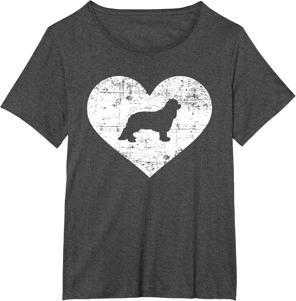 Cavalier King Charles heart T-Shirt - Dark Heather Grey