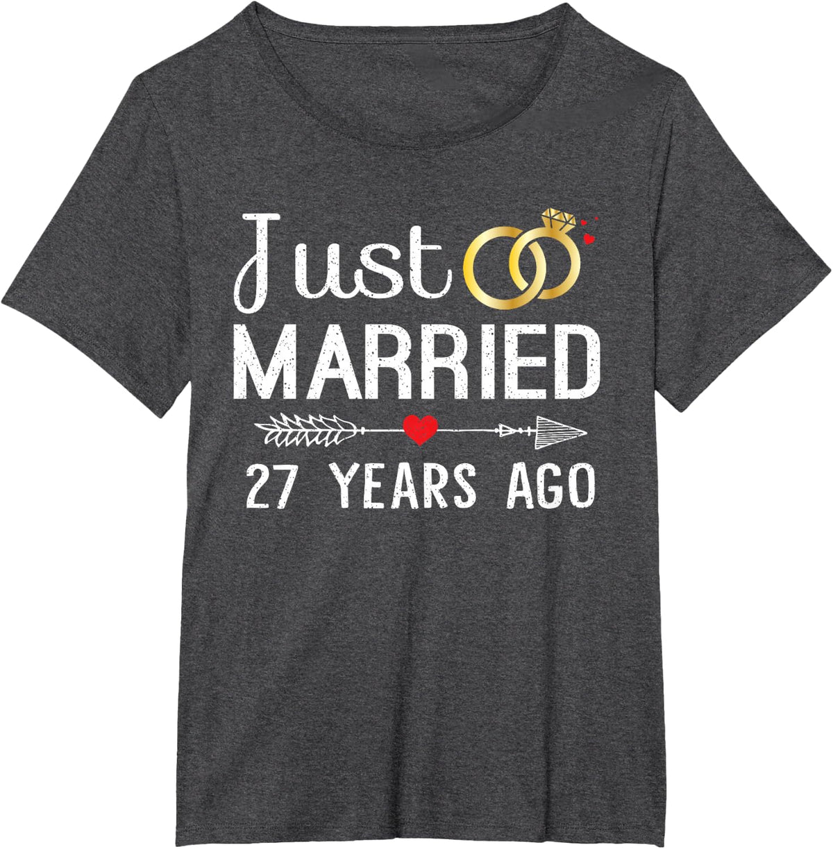 Just Married 27 Years Ago 27th for Couple T-Shirt - Dark Heather Grey
