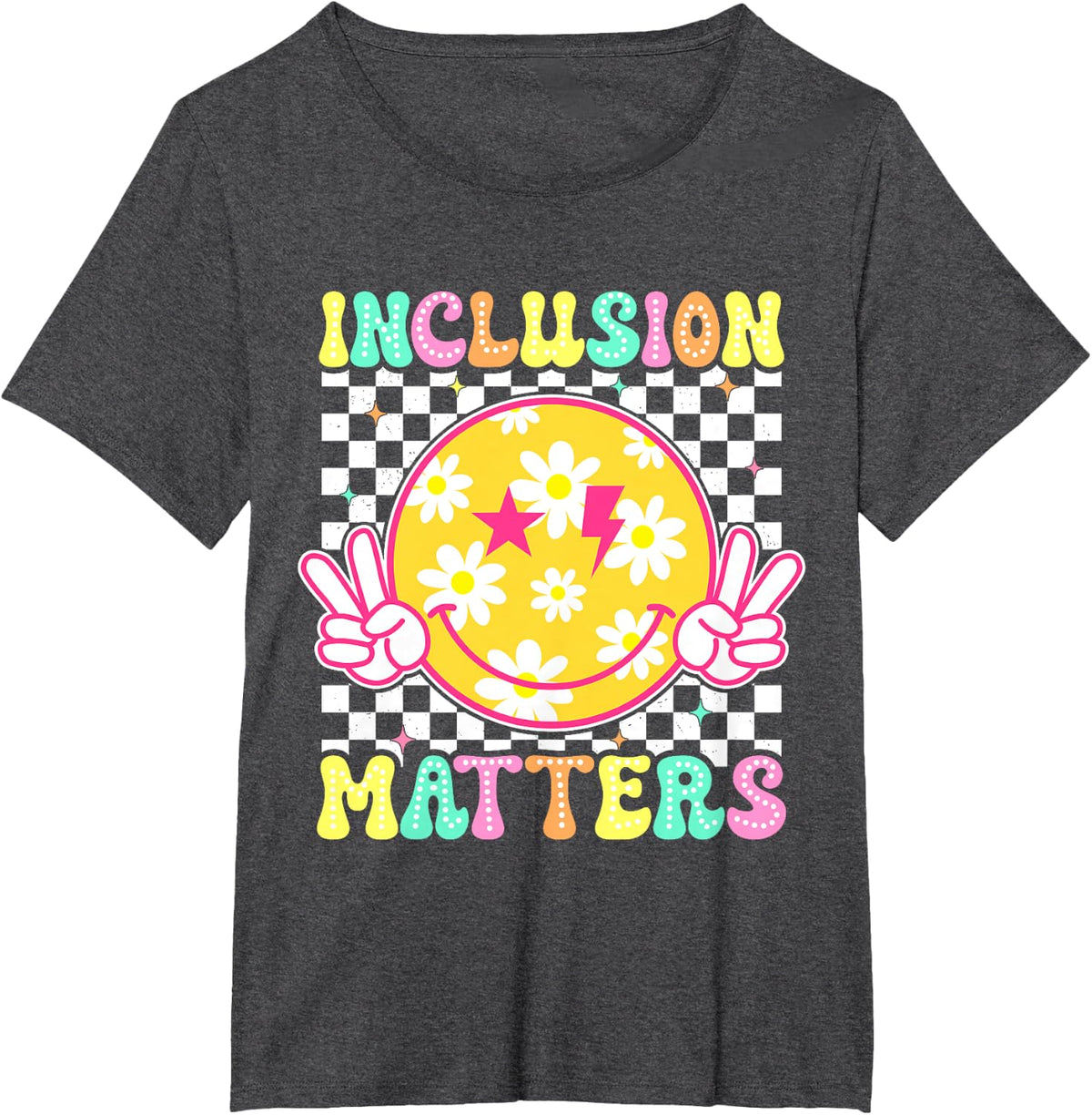 Inclusion Matters Shirt Smile Face Special Education Teacher T-Shirt - Dark Heather Grey