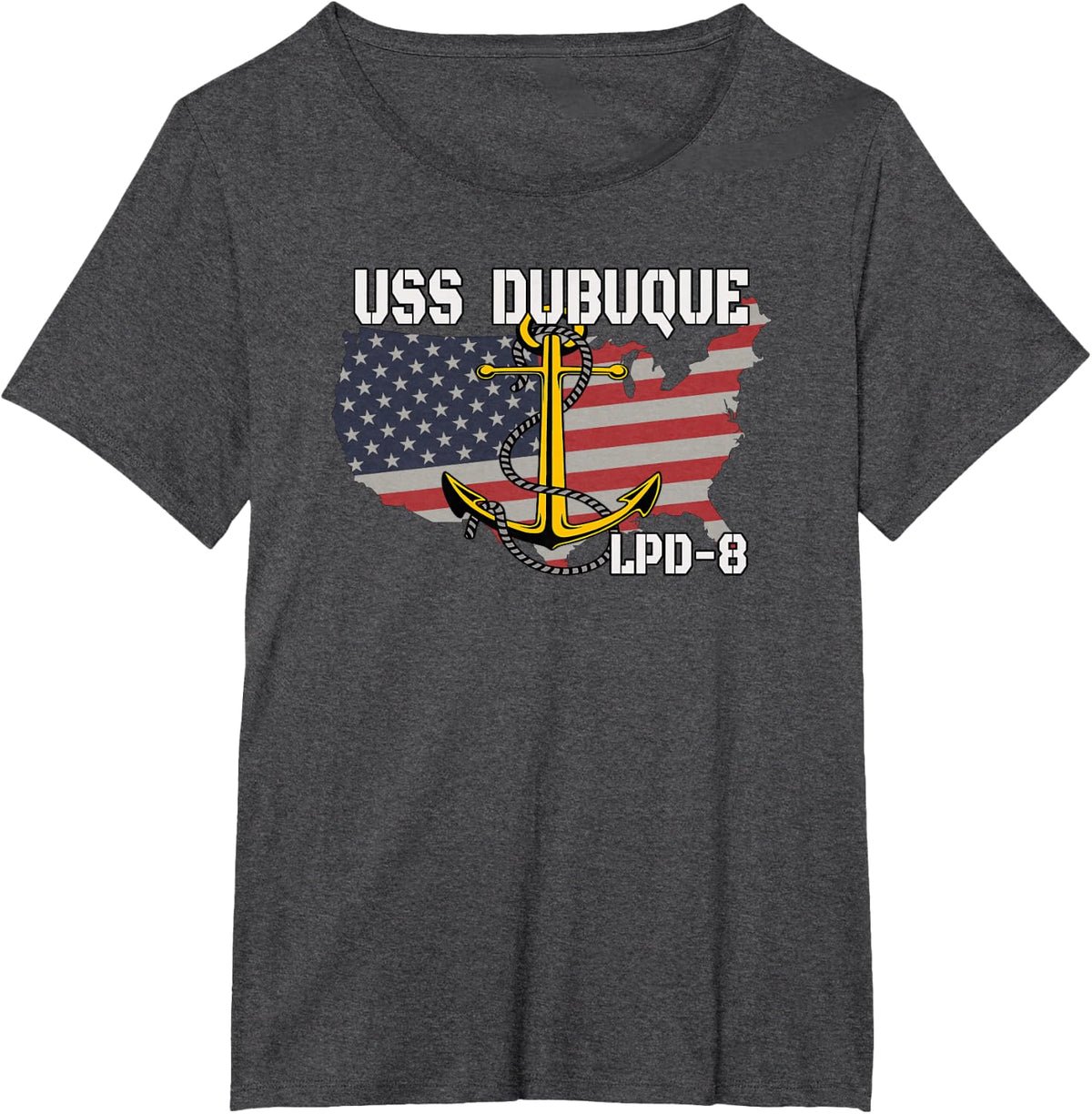 USS Dubuque LPD-8 Landing Platform Dock Veterans Day Father T-Shirt - Dark Heather Grey