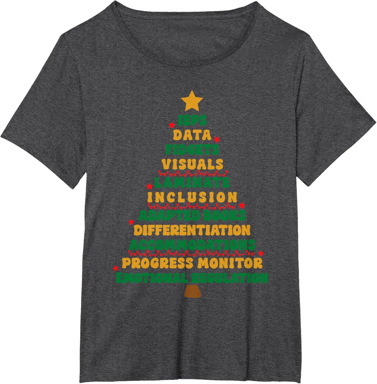 IEPS Teacher Christmas Tree Special Education SPED Teacher T-Shirt - Dark Heather Grey