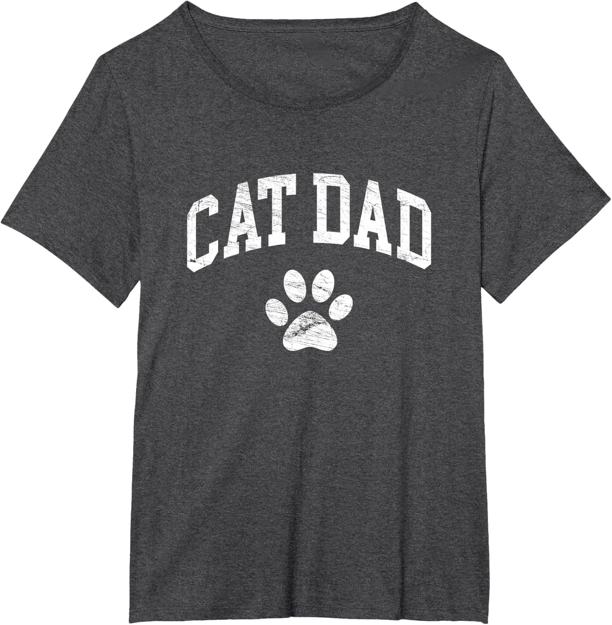 Cat Dad - Vintage Distressed Design - Funny Cat Paw Classic T-Shirt - Dark Heather Grey