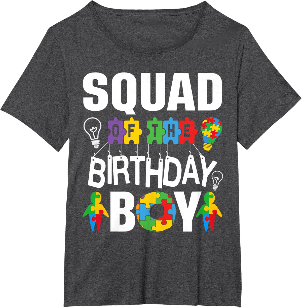 Birthday Squad Shirts for Boys Autism Awareness Tee T-Shirt Birthday Boy Tees - Dark Heather Grey
