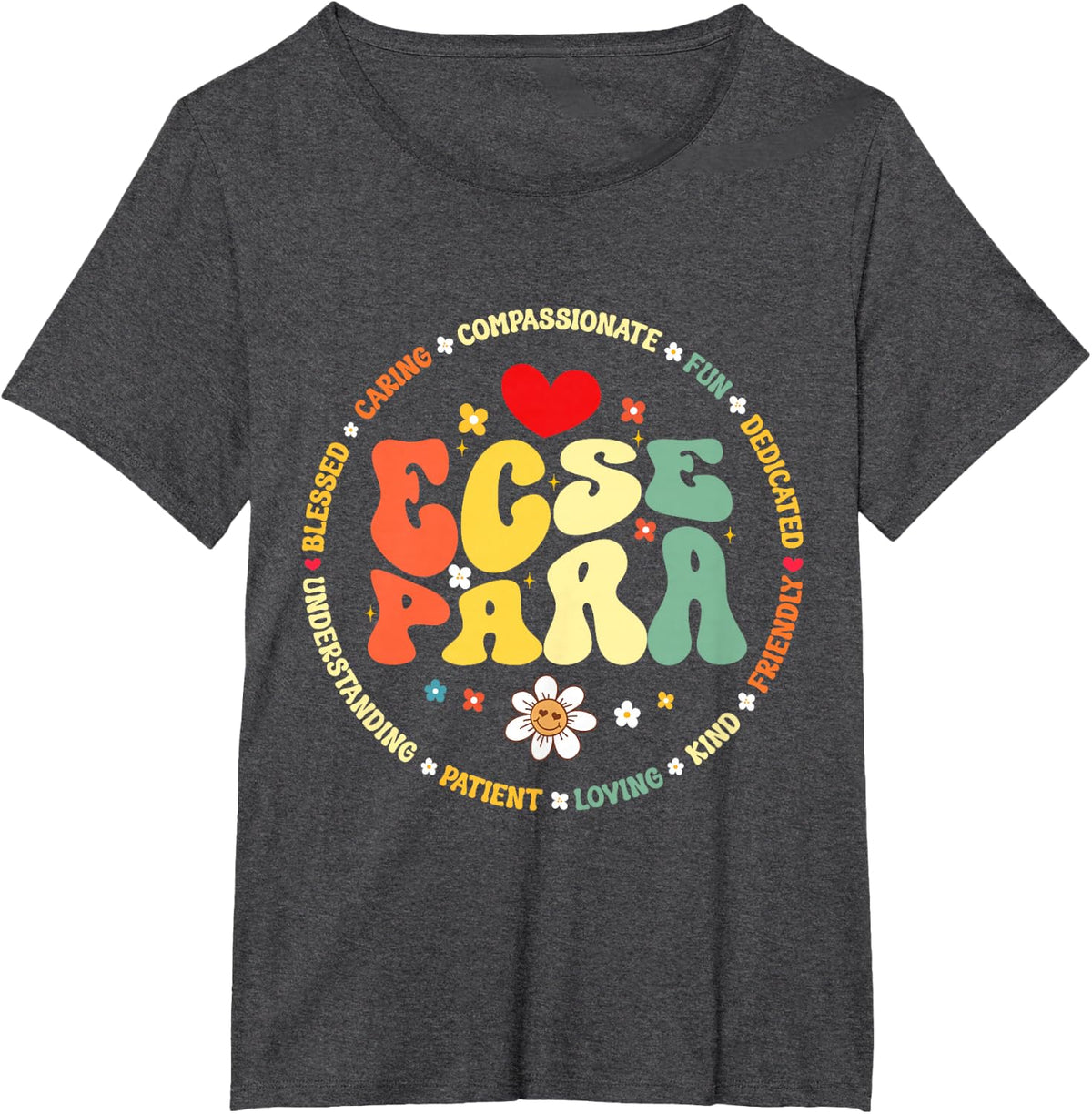 Groovy Early Childhood Special Education SPED ECSE Para T-Shirt - Dark Heather Grey