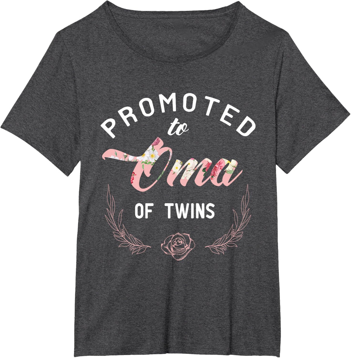 Promoted To Oma Of Twins T-Shirt - Dark Heather Grey